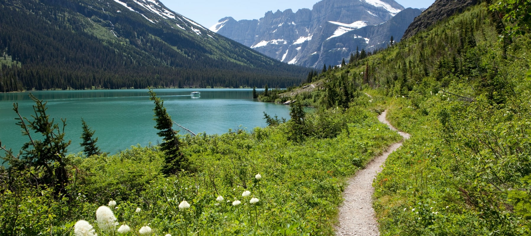 Walking trail with lake view